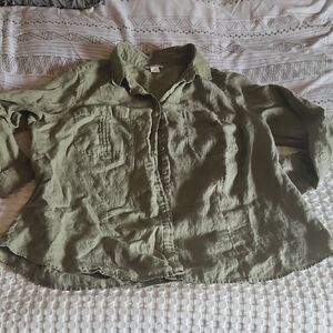 SPANNER Sage Green Linen Women's Shirt 3x